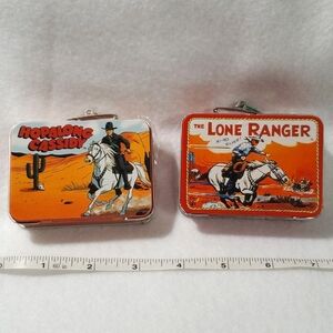 2 Hallmark Keepsake Ornaments Lunch Box Tins Hopalong Cassidy & The Lone Ranger